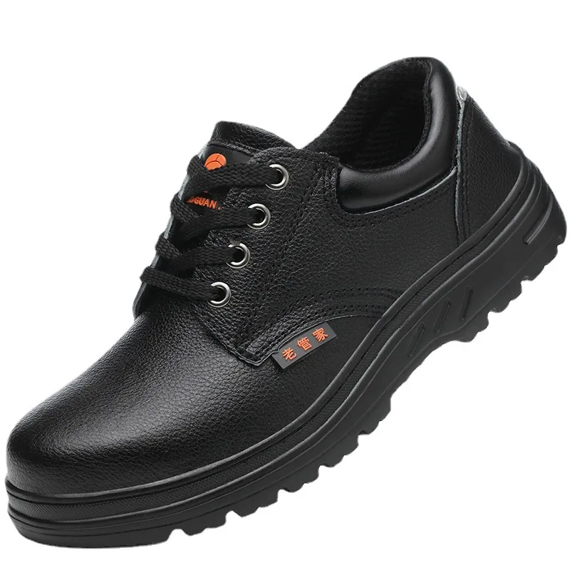 Men's Safety Shoes Steel Toe Cowhide Leather Work Boots Anti-Smash Anti-Puncture Breathable Wear-Resistant Construction Shoes