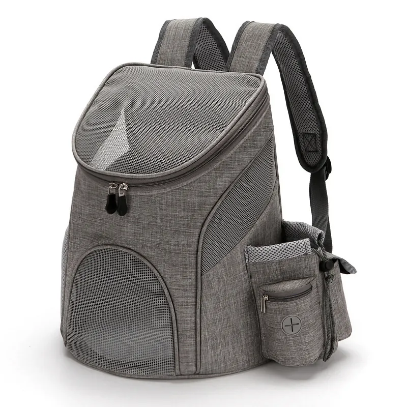 Sac à Dos de Transport Respirant pour Petits Chiens Chats Sac à Bandoulière de Voyage Pliable en Tissu Cationique Avec Fenêtre en Maille Poche Latérale