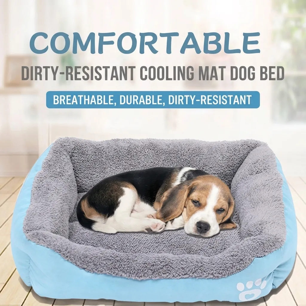 Nid Carré Confortable pour Animaux Lit Chaud pour Chien Maison Douce en Peluche pour Chat Coussin Respirant Lavable Rembourré en Coton PP pour Petits et Grands Chiens Chats