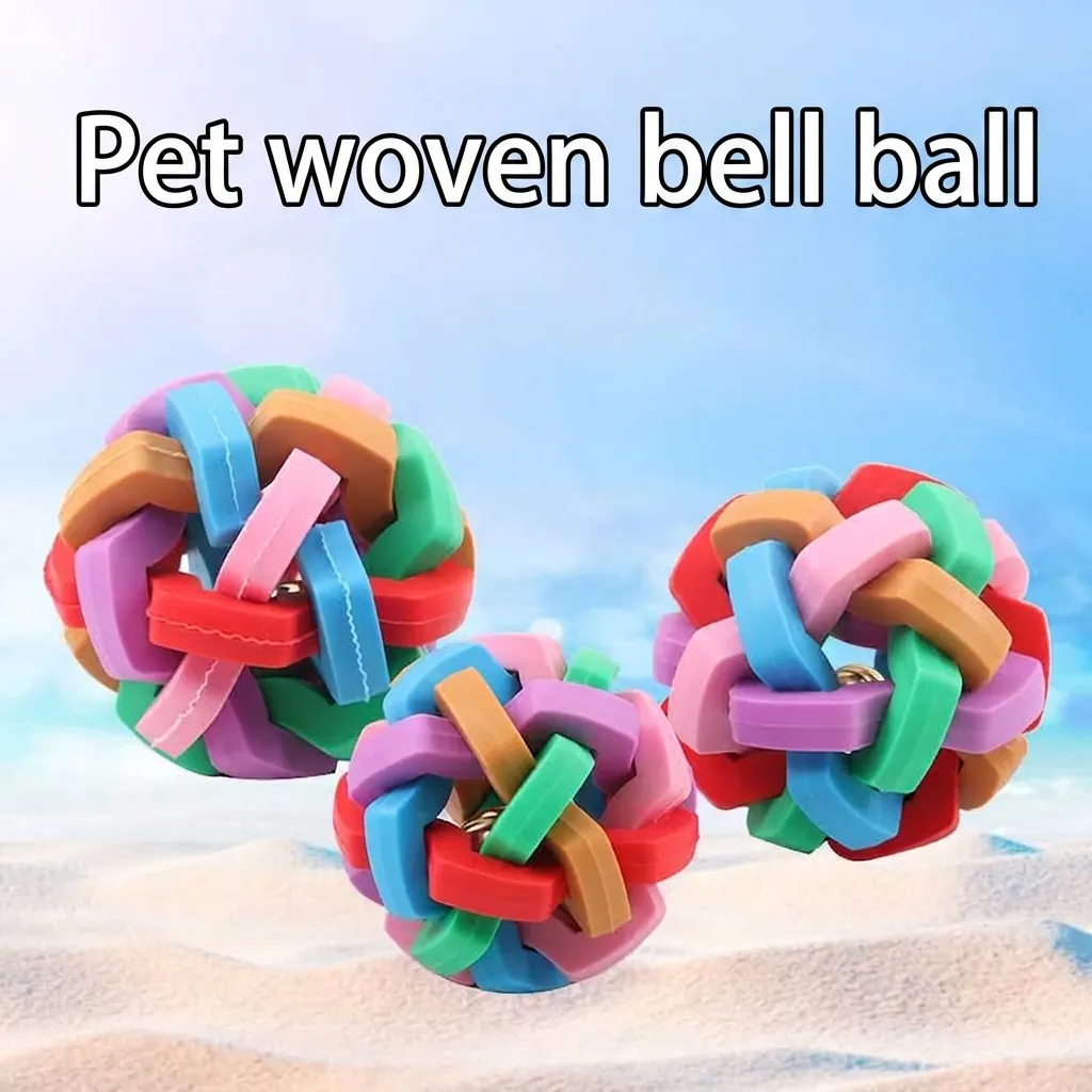 Glowing Rainbow Braided TPR Pet Molar Ball Bell Sound Dog Interactive Toy Durable Rubber Puzzle Chew Toy For Dogs