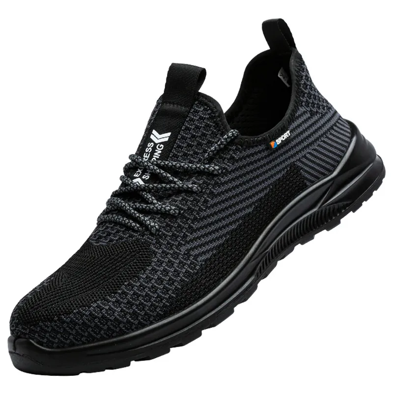 Zapatos de Seguridad de Verano Transpirables Fly-knit Ligeros Con Puntera de Acero Zapatos de Trabajo Anti-aplastamiento Anti-perforación para Hombre Mujer