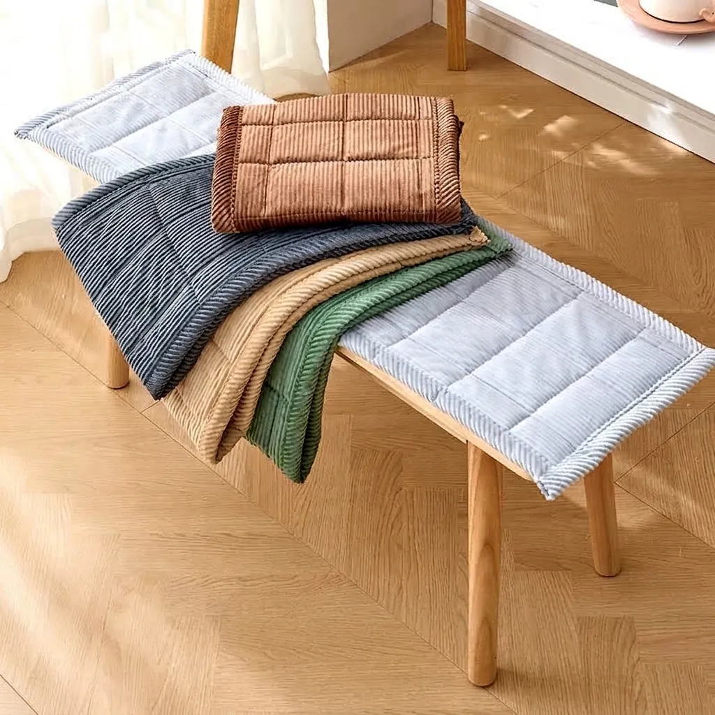 Coussin de Banc en Velours Côtelé Épais Antidérapant Long Pad pour Table à Manger Salle à Manger Cantine Hall Moderne Minimaliste Couleur Unie Coussin de Siège Long