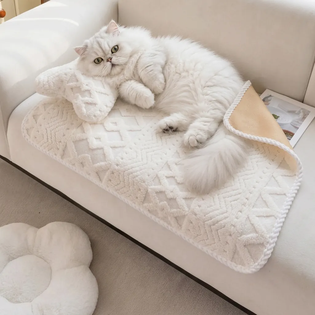 Tapis Doux en Peluche pour Animaux Avec Oreiller en Os Couverture de Lit pour Chien Chaude et Antidérapante pour Grands Chiens Matelas Lavable
