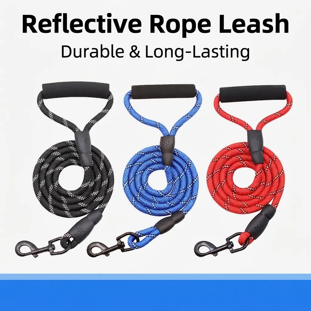 Reflective Nylon Dog Leash Heavy Duty Pet Walking Rope With Comfortable Foam Handle For Medium Large Dogs Durable Safety Leash