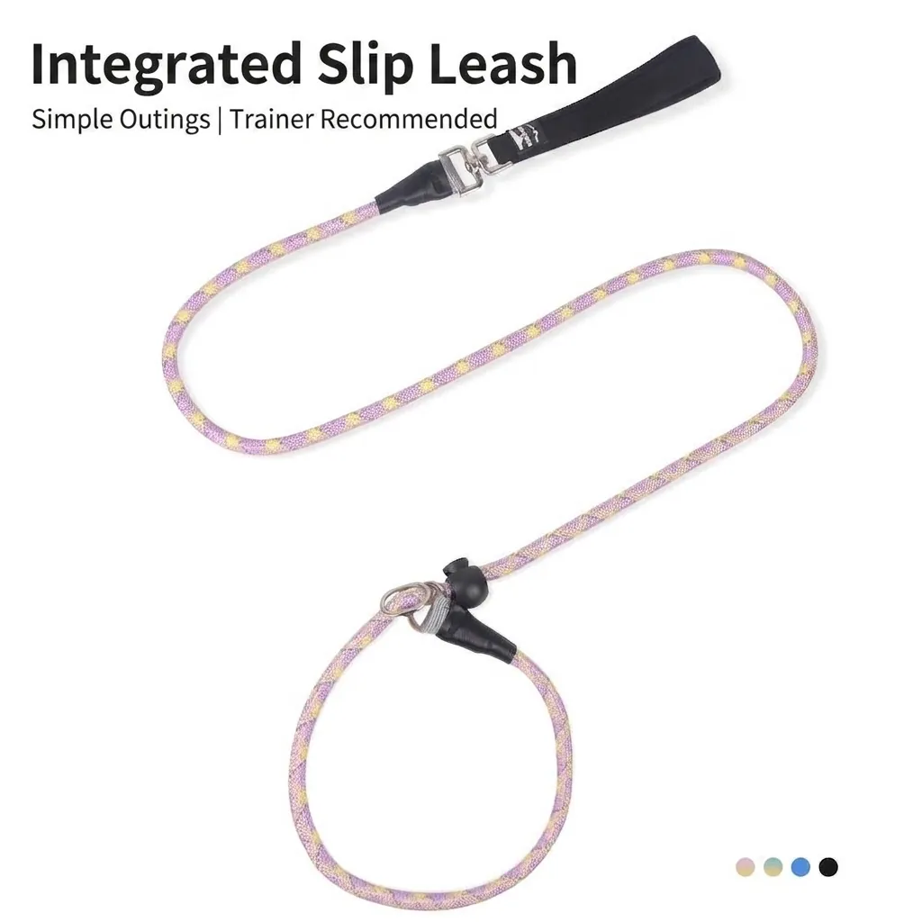 Reflective Dog Slip Lead Heavy Duty Braided Polyester P-Chain Training Leash With Comfortable Padded Handle For Large Dogs Walking