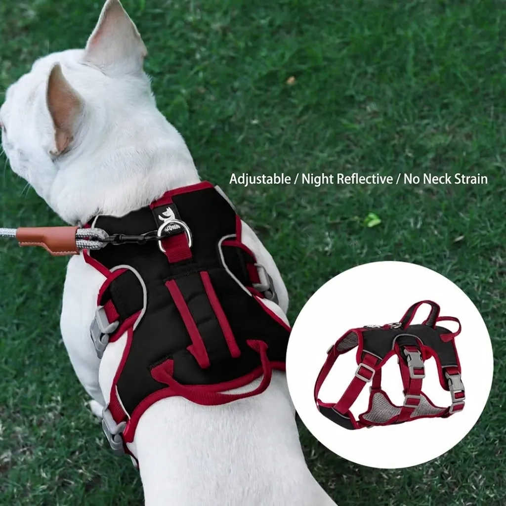 Reflective Escape-Proof Dog Harness For Small Medium Dogs Shock Absorbing Breathable Adjustable Pet Chest Strap Outdoor Walking Supplies