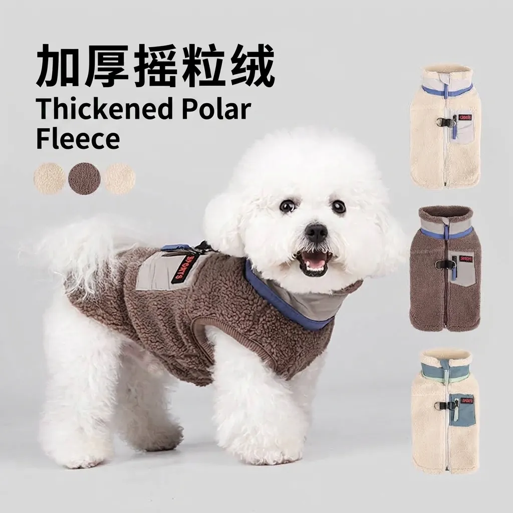 Gilet Chaud en Polaire pour Chien Veste d'Hiver Épaisse pour Chiot Avec Attache de Laisse en D Manteau pour Animaux