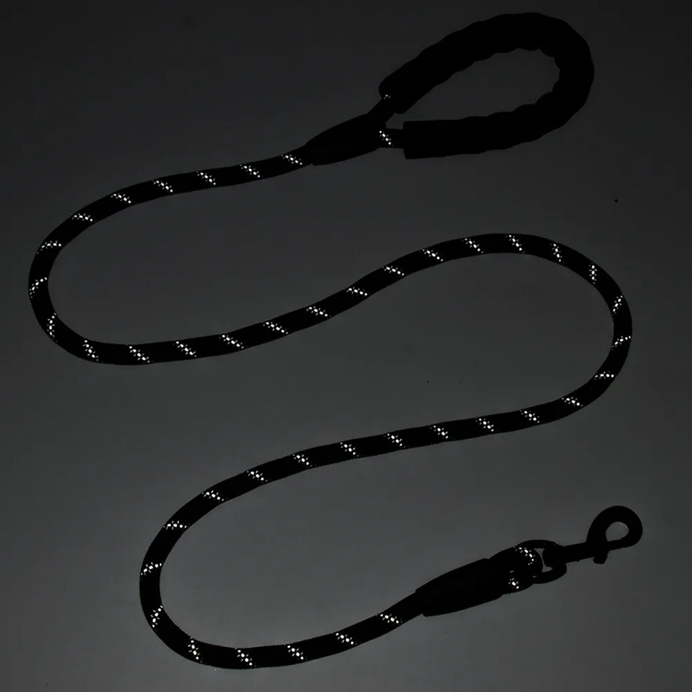 Reflective Nylon Dog Leash With Padded Foam Handle Heavy Duty Braided Pet Lead For Medium Large Dogs Outdoor Safety
