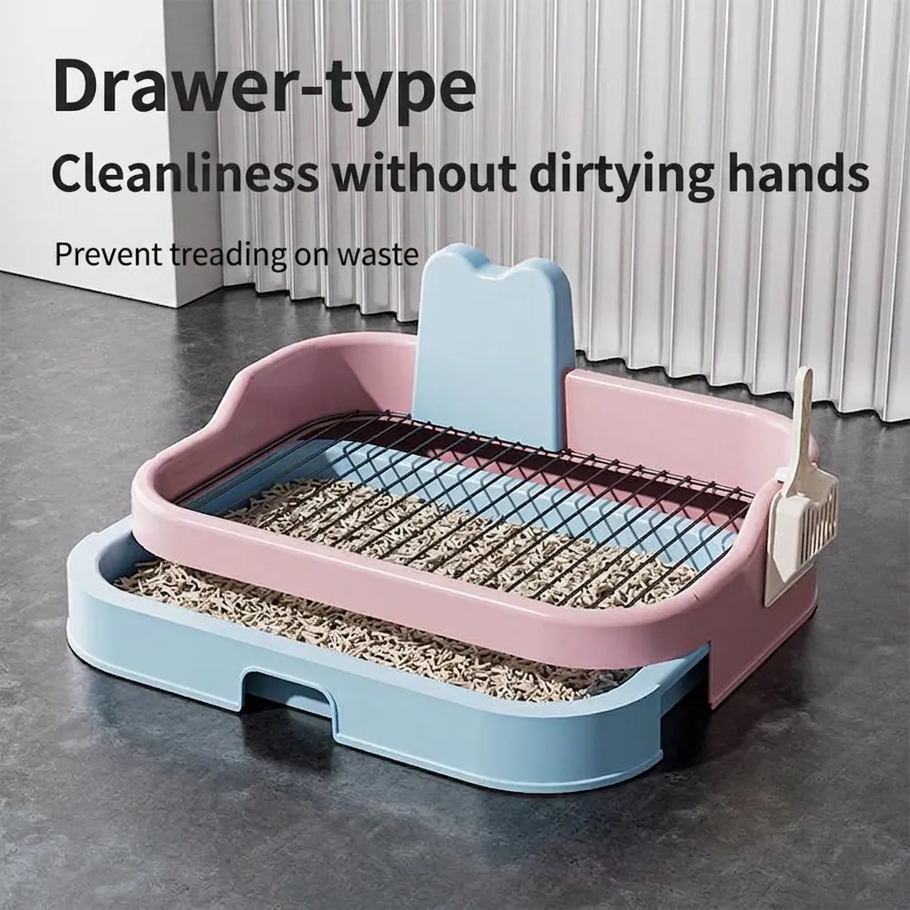Extra Large Dog Toilet With High Fence Splash Proof Drawer Pet Toilet Tray For Large Medium Dogs Indoor Dog Potty Basin