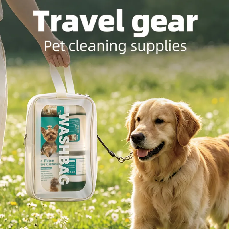 Kit de Nettoyage Portable pour Animaux Mousse Hydratante pour Pattes Gouttes Oriculaires Lingettes Spray Déodorant Set Sac de Voyage