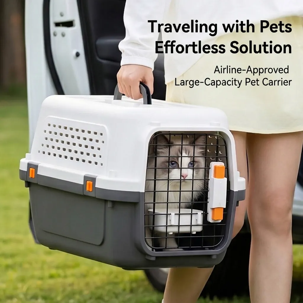 Trasportino per Animali Domestici Aereo Approvato Box Rigido per Gatti Cani Con Porta in Metallo Ventilato Gabbia da Viaggio Trasporto Auto