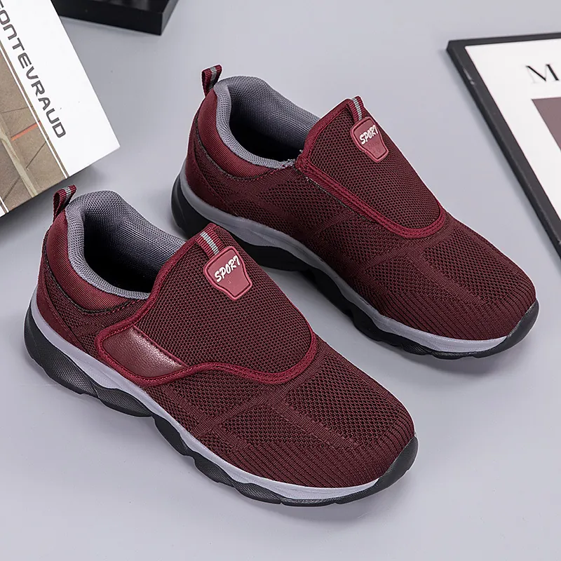 Zapatos de Caminar de Malla Transpirable Unisex Zapatillas Deportivas Casuales Ligeras Con Cierre de Velcro Suela Gruesa Antideslizante