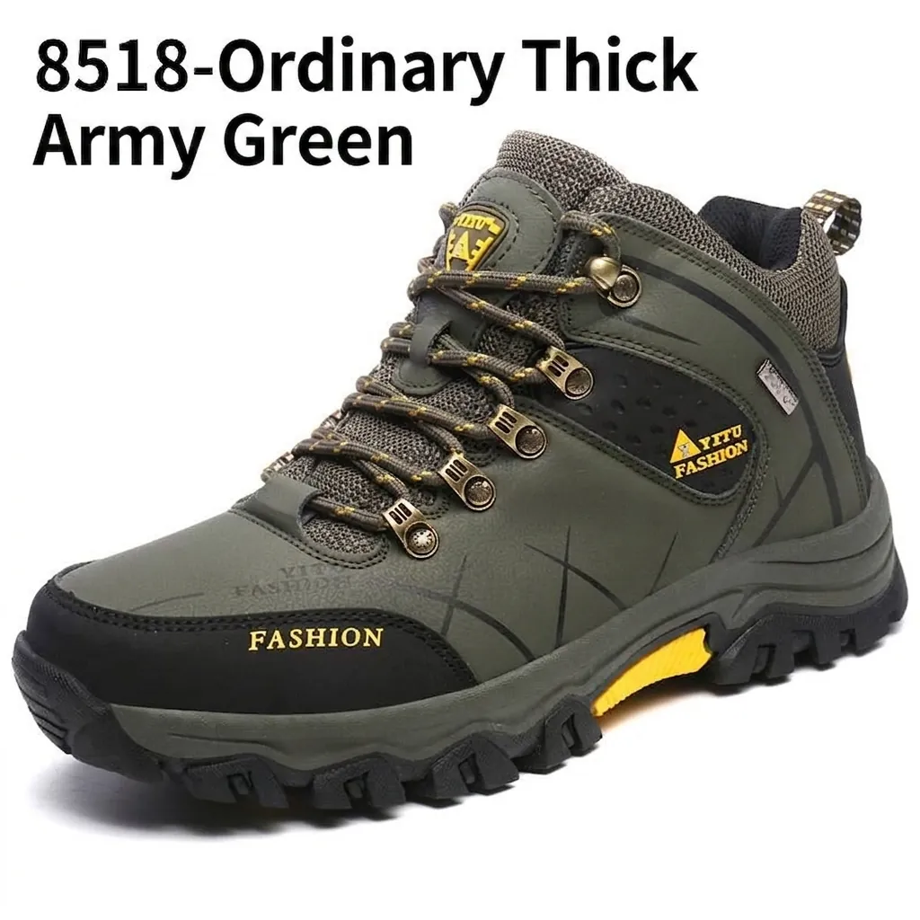 Men's Outdoor Hiking Boots High Top Trekking Shoes PU Mesh Non-Slip Wear-Resistant Thick Sole Off-Road Walking Sneakers For Winter Autumn