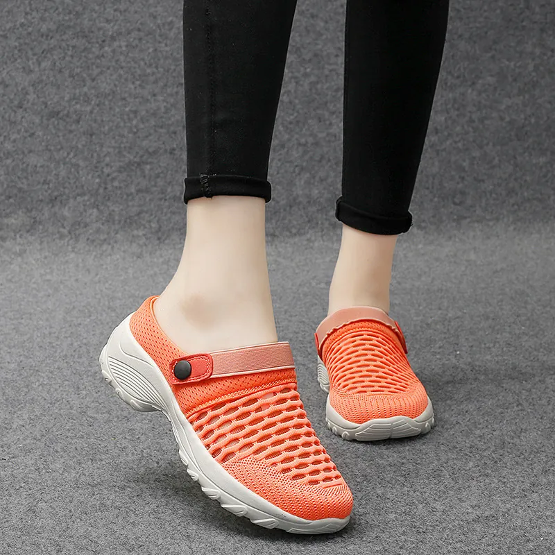 Zapatos de Balancín de Malla para Mujer Transpirables Plataforma Cuña Zapatillas de Caminar Casual Suela Gruesa Primavera Verano