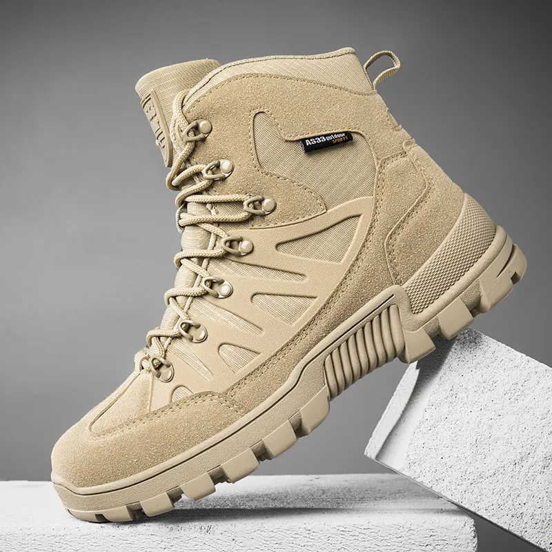 Herren High-Top Taktische Stiefel Outdoor Wandern Klettern Schuhe Rutschfest Atmungsaktiv Oxford PU Wüstenstiefel Für Bergsteigen