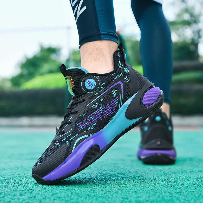 Outdoor Performance Basketball Shoes For Men Women Contrast Color Thick Sole Wear-Resistant Breathable Sport Sneakers For Students Couple