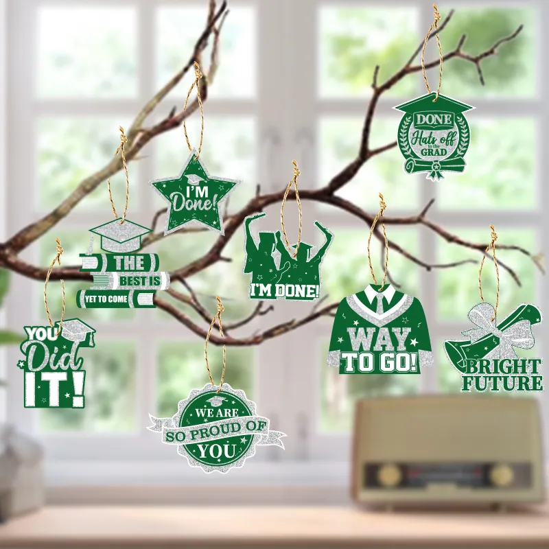 Decorazioni per Feste di Laurea 2025 Carte di Carta Glitterate e Spaghi di Juta Ornamenti Appesi Stagione della Laurea Congrats Grad Decor