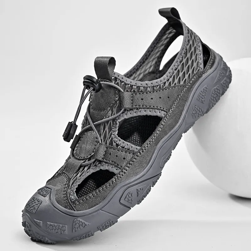 Sandales en Maille Respirante pour Hommes Été Plage Randonnée Sport Sandales Semelle en Caoutchouc Antidérapante Chaussures