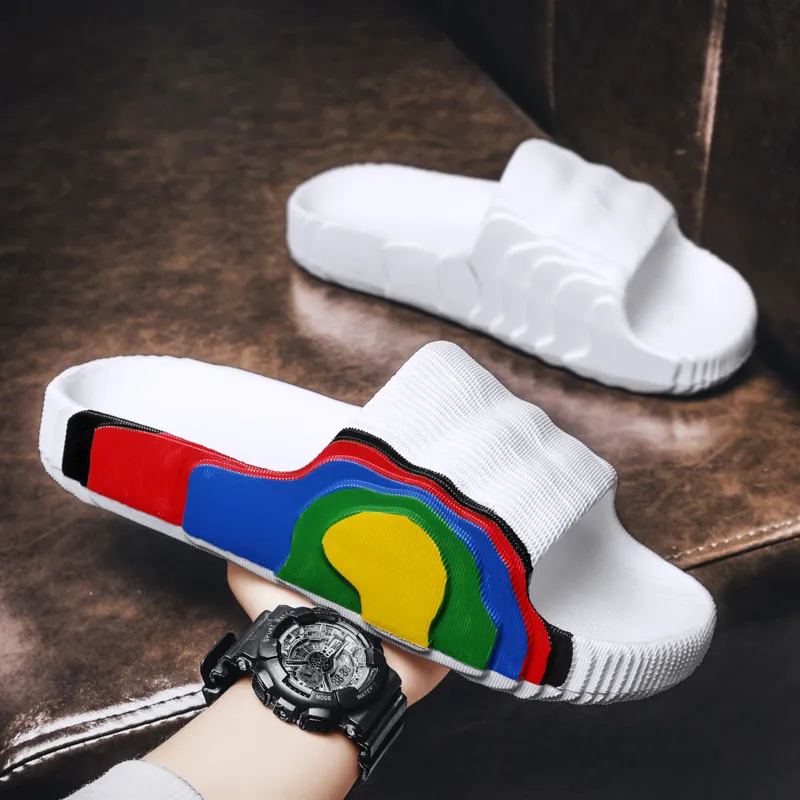 Summer Casual Platform EVA Slides For Women Men Kids Breathable Colorful Wave Pattern Beach Slippers Parent-Child Couple Outdoor Non-Slip Sandals