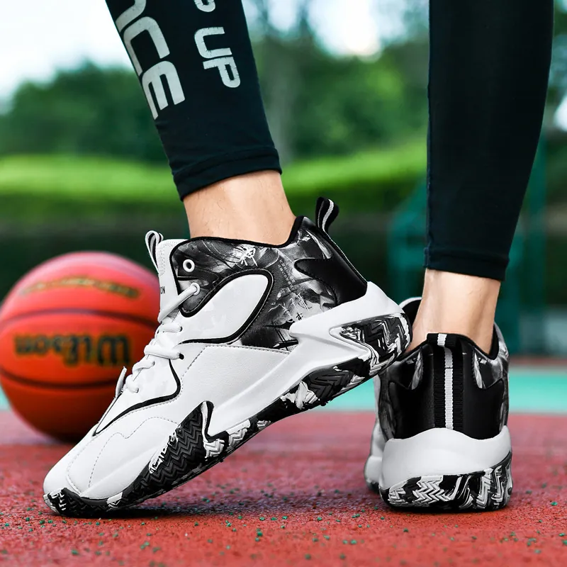 Scarpe da Basket Mid-top da Uomo Suola Spessa Resistente all'Usura Pelle PU Sneakers Casual Moda con Motivo a Spruzzo Scarpe Sportive