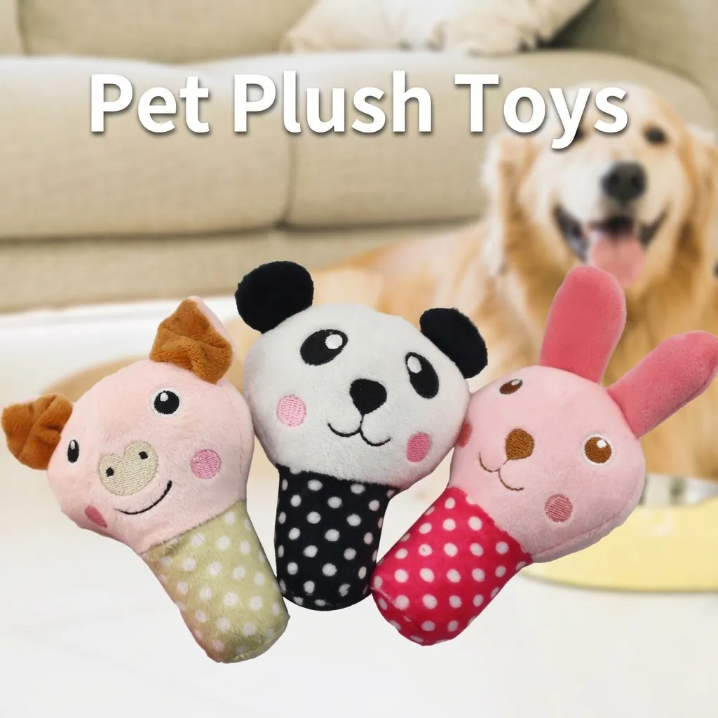 Jouet en Peluche pour Chien en Forme de Sucette d Animal Sifflant Resistant aux Morsures Poignee Douce a Pois Interactif