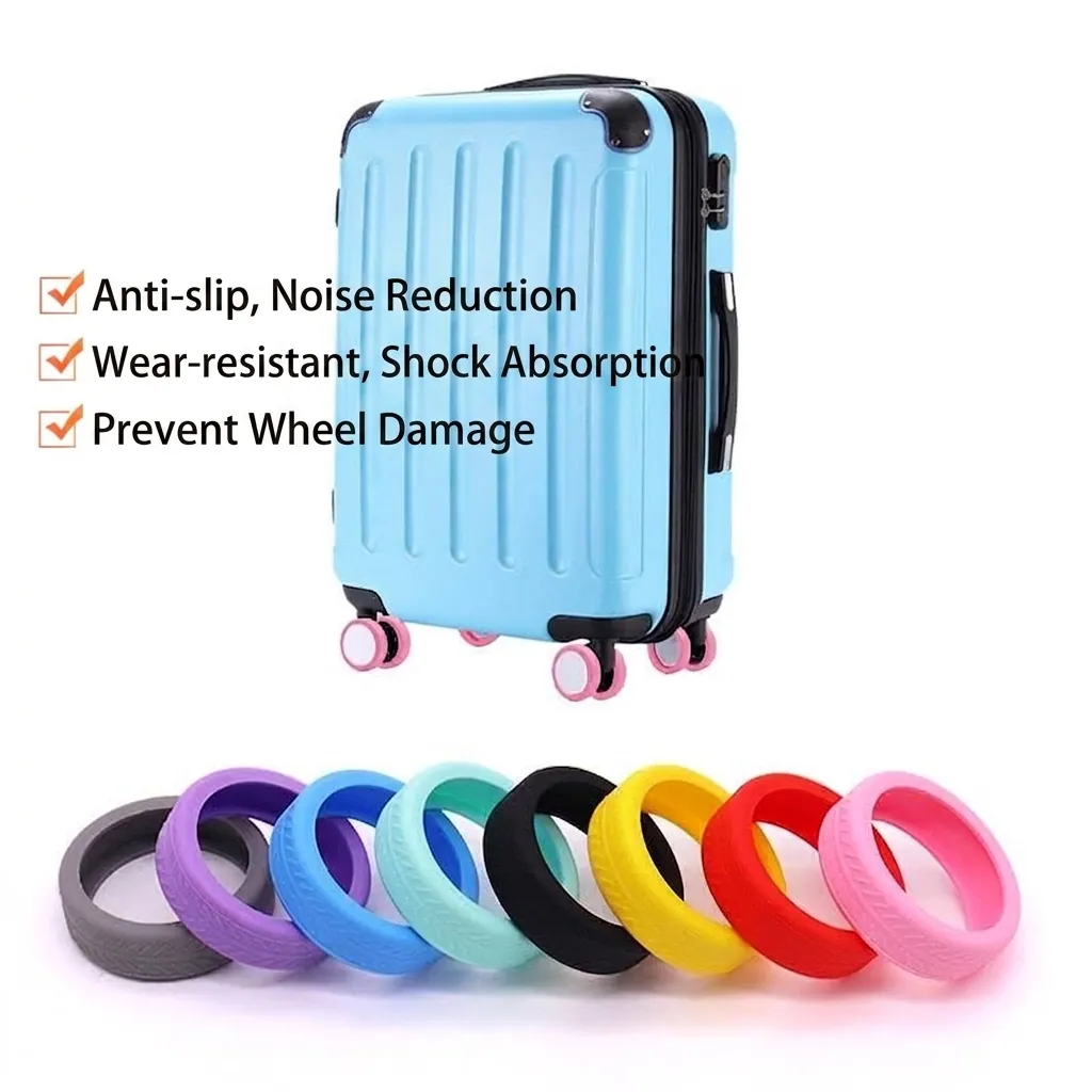 Silicone Luggage Wheel Covers Silent Suitcase Caster Protectors Anti-Slip Shock Absorbing Trolley Bag Wheel Sleeves Travel Accessories