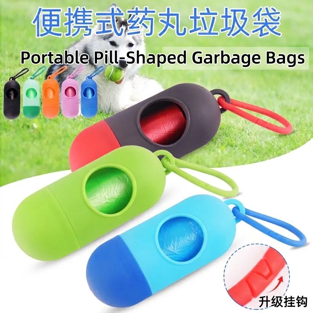 Distributore di Sacchetti per Escrementi di Animali a Capsula Supporto Portatile per Sacchetti di Rifiuti per Cani Con Clip