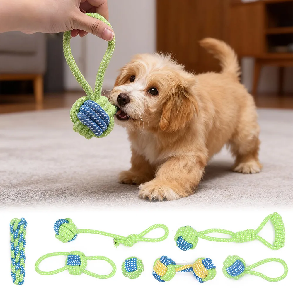 Durable Dog Chew Toy Cotton Rope Braid Knot Dental Cleaning Boredom Relief Interactive Pet Toy For Puppies Large Dogs