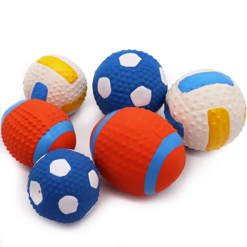 Palla Giocattolo per Cani in Lattice Squeaky Per Dentizione Molare Palla Interattiva Durevole per Animali Domestici Calcio Rugby Pallavolo Allenamento Animali
