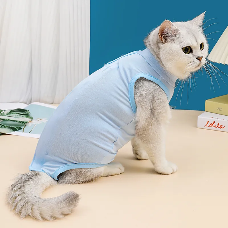 Atmungsaktiver Polyester Haustier Erholungsanzug Für Katzen Hunde Anti-Lecken Sterilisation Chirurgie Wundschutz Weiche Kleidung