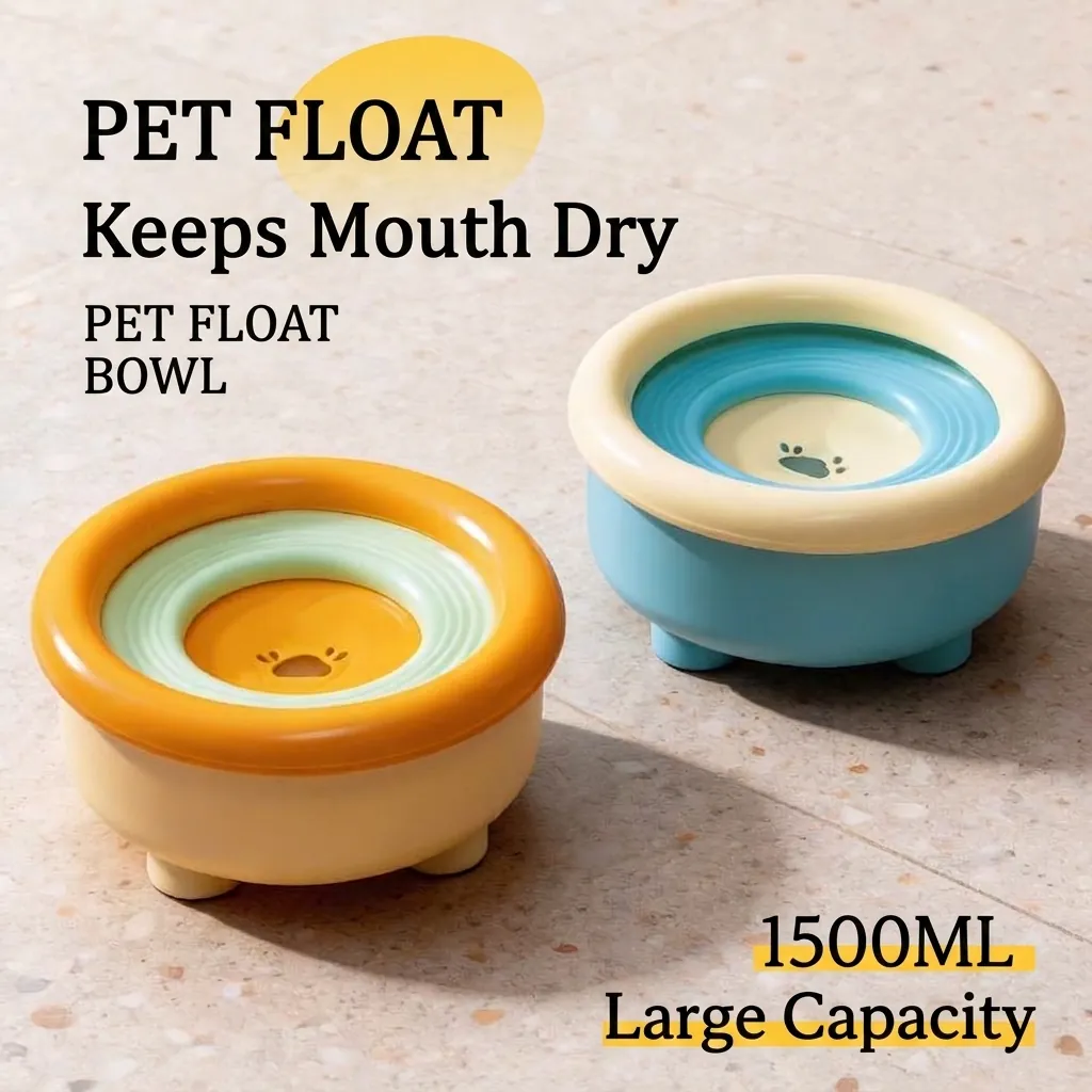 Floating Pet Water Bowl Large Capacity Splash Proof Drinking Bowl For Cats And Dogs Detachable Anti-Wet Mouth Slow Feeder