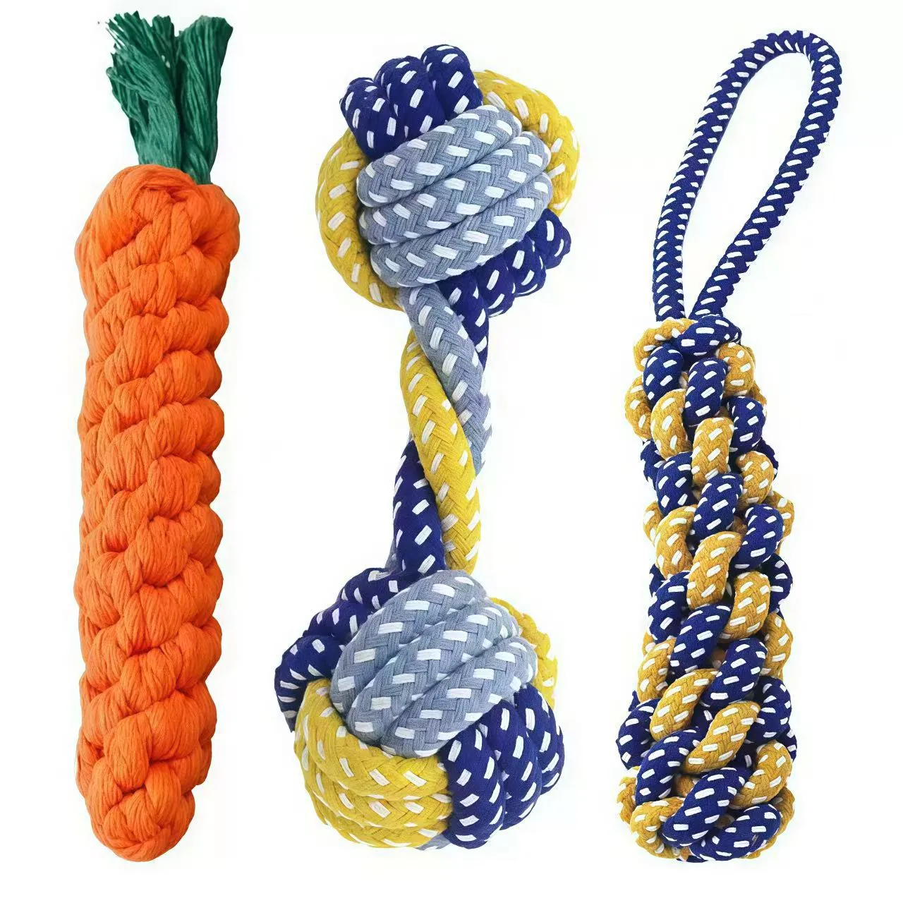 Jouets Couineurs pour Chiens en Peluche Corde de Coton Durable Forme de Carotte Maïs Cacahuète Jouet à Mâcher pour Animaux