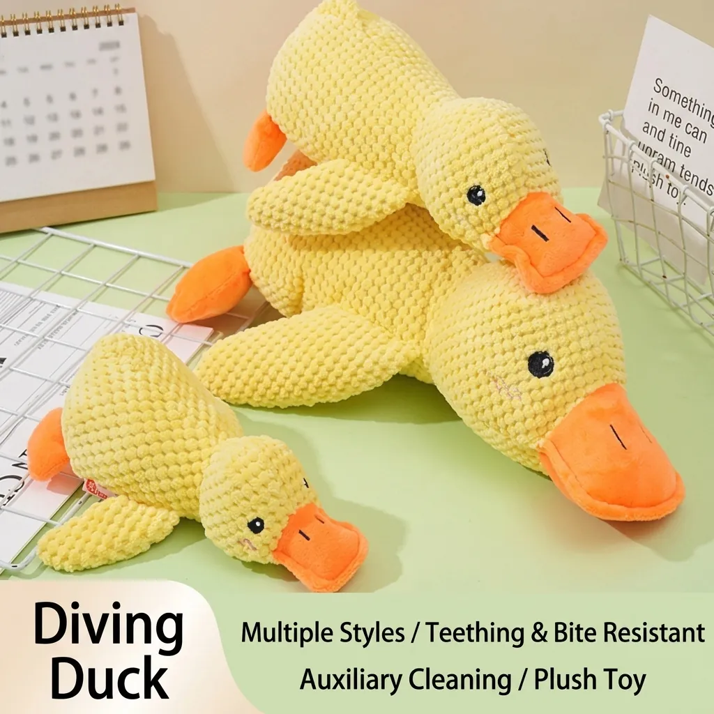 Jouet pour Chien en Peluche Sifflant Durable en Molleton de Maïs Nettoyage des Dents Molaires Jouet Interactif en Forme d'Animal Canard Éléphant Accessoire pour Animaux