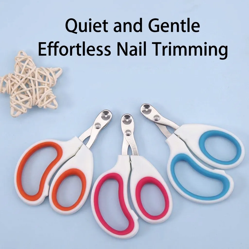 Professional Stainless Steel Pet Nail Clippers With Round Hole Safety Trimmer For Cats And Dogs Anti-Slip Grooming Scissors