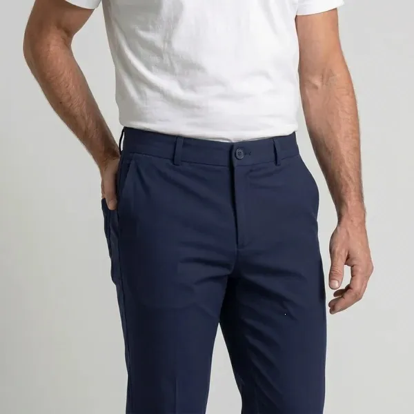 Pantalon Homme Business Décontracté en Coton 4-Way High Stretch Coupe Ajustée Chino Couleur Unie Toutes Saisons Bureau