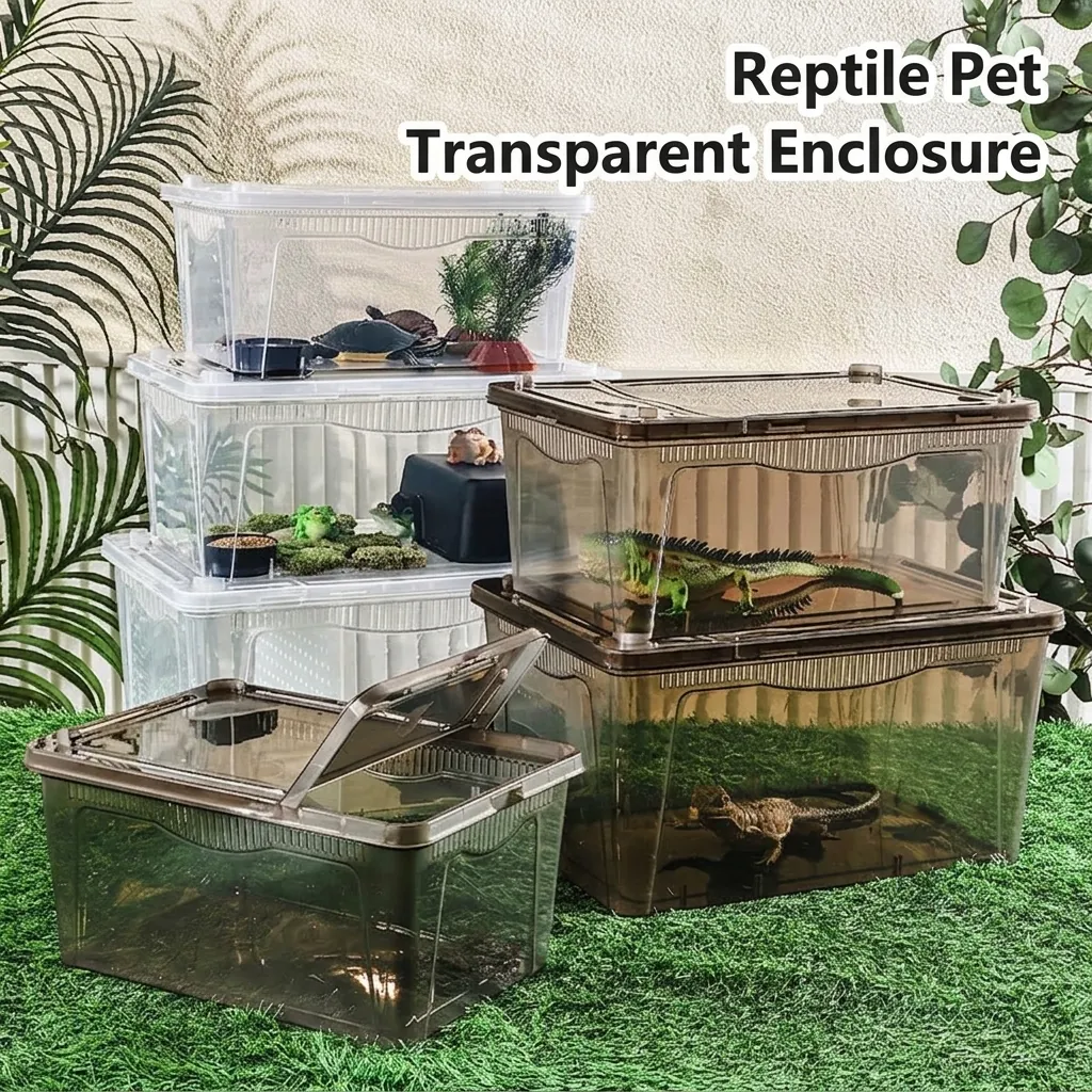 Transparente Reptilienzuchtbox Tragbare PP Kunststoff Habitat Terrarium Käfig Für Spinne Insekt Schnecke Eidechse Schildkröte Hamster