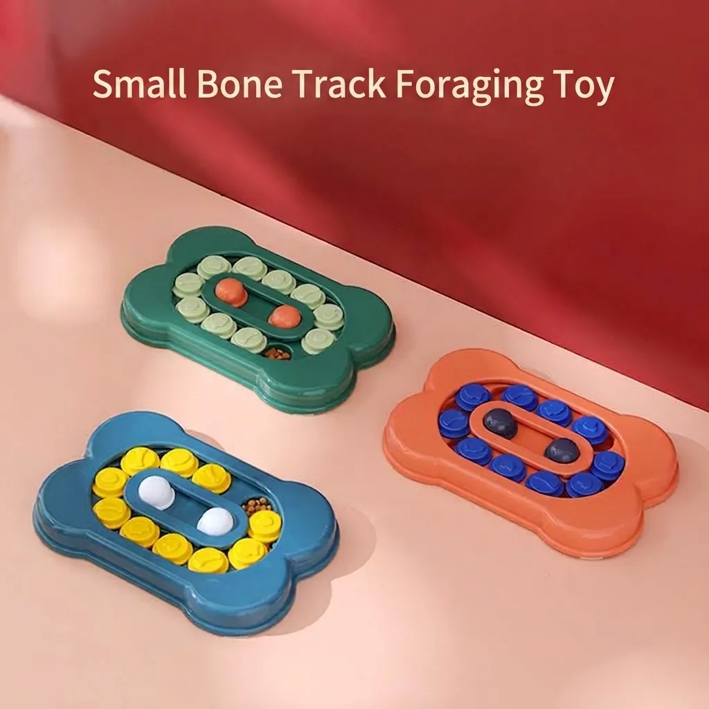 Jouet Puzzle pour Animaux en Forme d'Os Mangeoire Lente pour Chiens Chats Entraînement au QI Distributeur de Friandises Antidérapant PP