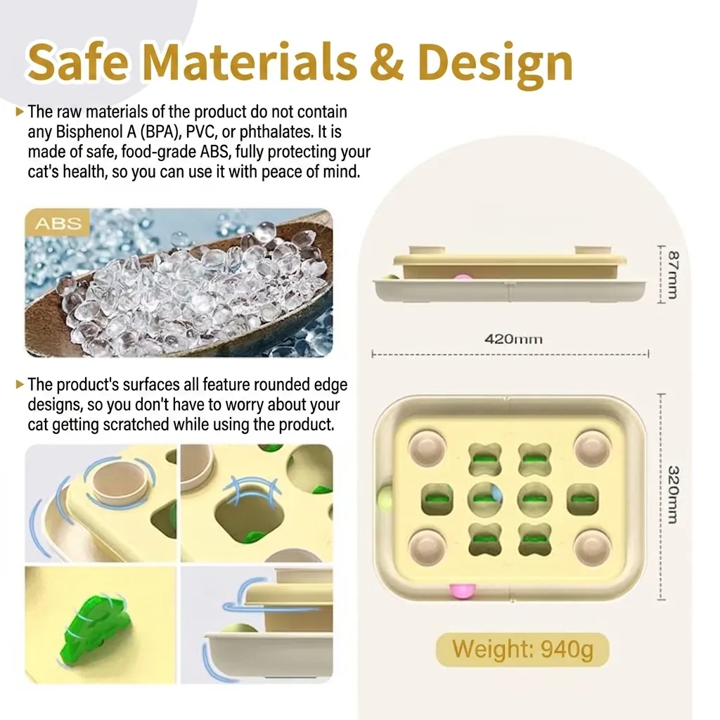 KADTC Jouet Puzzle pour Chat Niveau 3 Mangeoire Lente Intelligente Interactive Avec Balle sur Rail Et Compartiments à Friandises