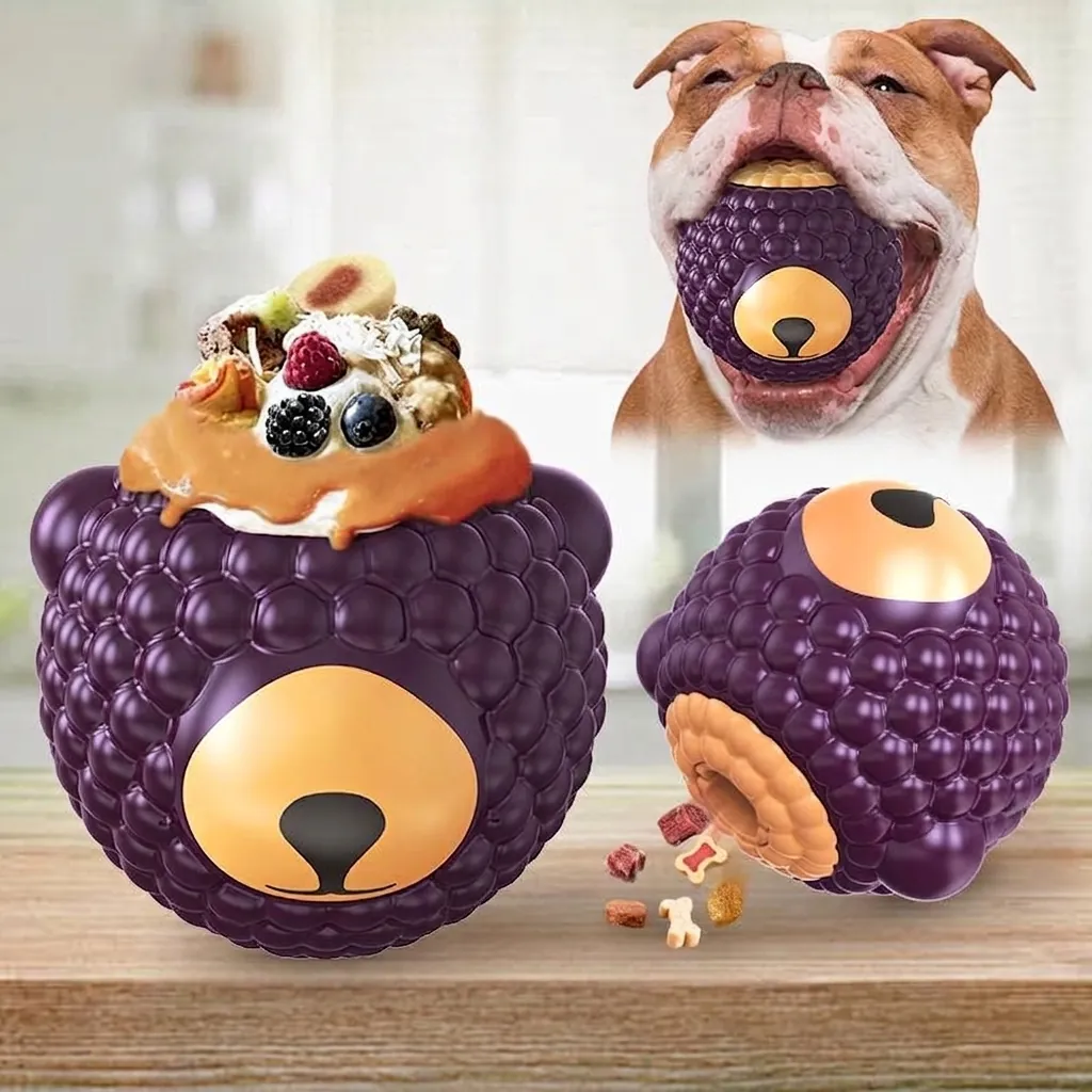 Interactive Dog Toy Raspberry Shape Puppy Slow Feeder Puzzle Treat Dispenser Durable Plastic Enrichment For Small Medium Dogs