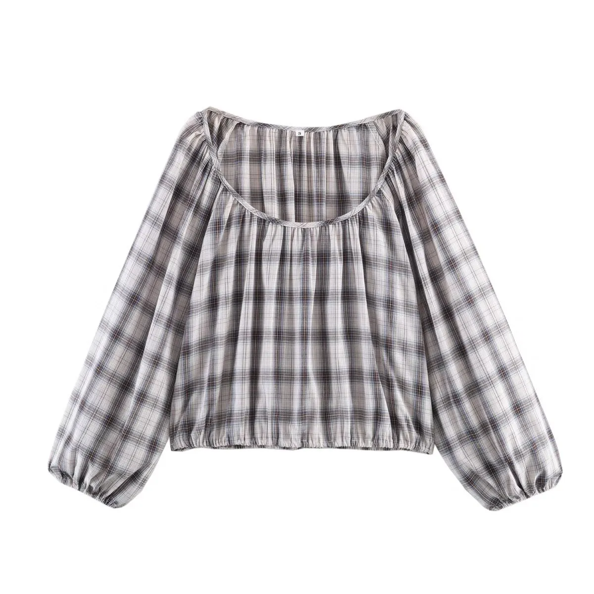 Top de Blusa de Manga Larga con Estampado de Cuadros Para Mujer y Falda Midi Asimétrica Conjuntos Superior e Inferior Poliéster Ropa