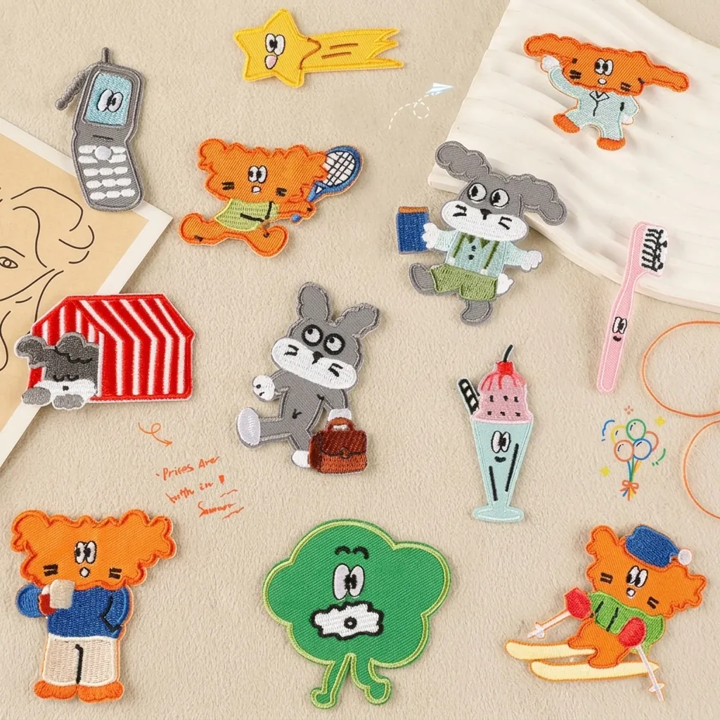 Cartoon Tier Stickerei Aufnäher Zum Aufbügeln Dekorative Applikationen Für Kleidung Tasche Hut DIY Polyester Stoffaufkleber
