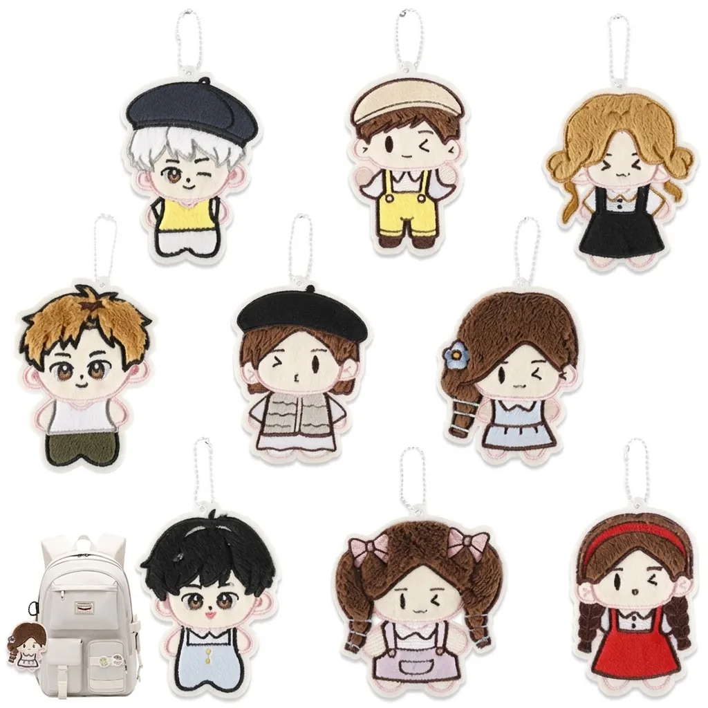 New Anime Cartoon Plush Embroidery Pendant DIY Handmade Bag Accessories Charms For Backpack Suitcase Decoration Kawaii Q Version Characters