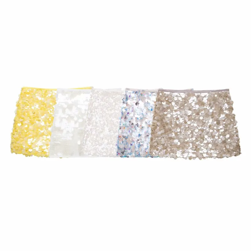 Eleganter Damen Blumen Pailletten Strick Minirock Hohe Taille Blumendekoration Kurzer Rock Für Party Club Mode Frühling Oberbekleidung