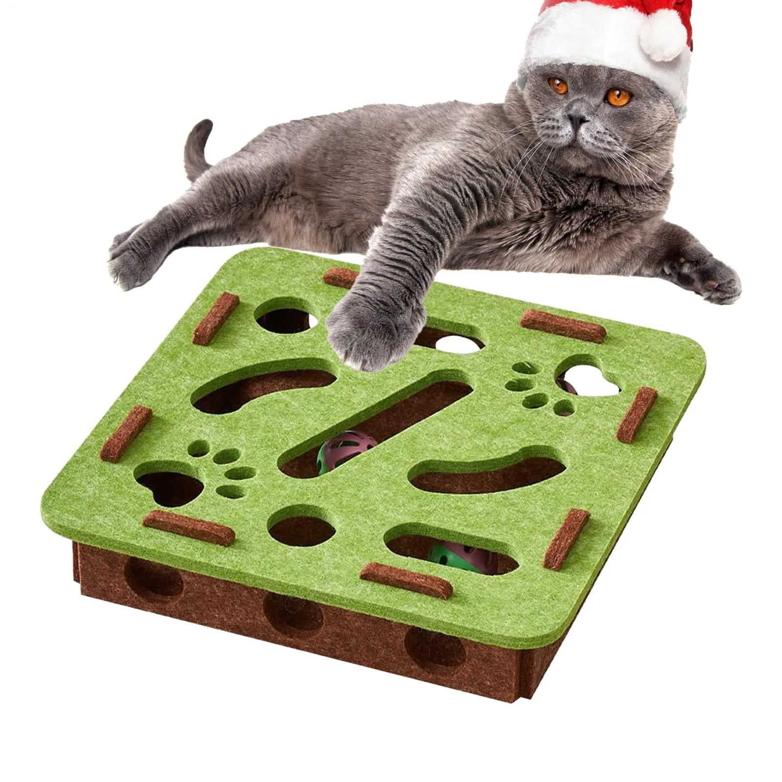 Gioco Puzzle Labirinto per Gatti Scatola in Feltro per Gatti Auto-intrattenimento Intelligente Gioco Interattivo con Palle con Campanello