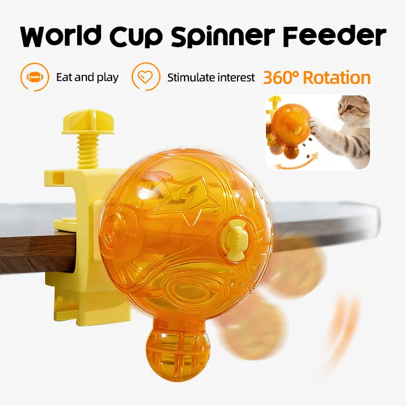 Jouet Distributeur de Nourriture Rotatif Interactif pour Chats Pince Réglable Puzzle pour Chiens et Chats Alimentation Lente