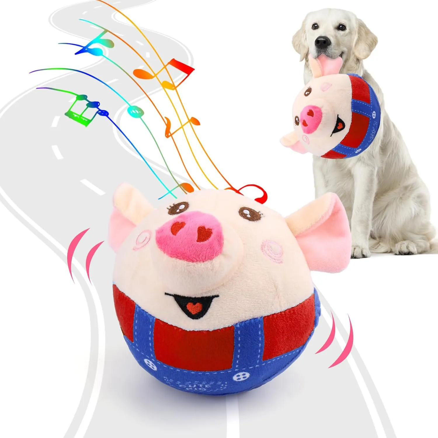 Plush Pig Interactive Pet Bouncing Ball Toy USB Rechargeable Vibrating Musical Sounding Toy For Dogs Cats Training Gift