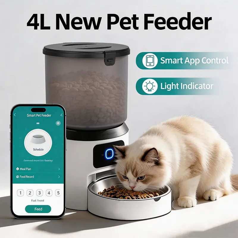 Slimme Automatische Voederautomaat 4L WiFi APP Bediening Getimder Kwantitatieve Voerbak Voor Katten Honden Wit Zwart