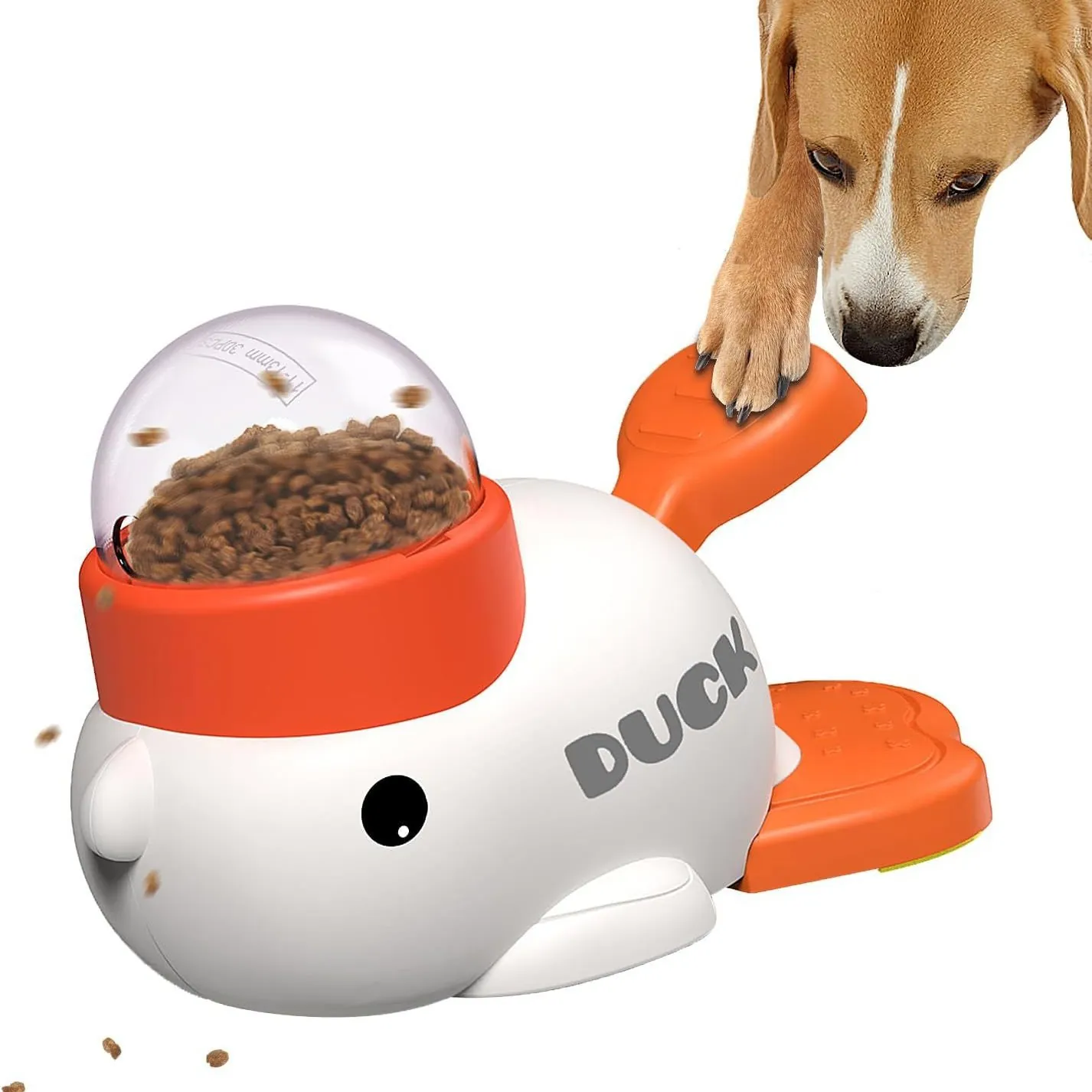 Lanceur de Friandises pour Animaux Canard Jaune Distributeur Interactif Chien Chat Jouet Éducatif Manuel en ABS pour Soulager l'Ennui