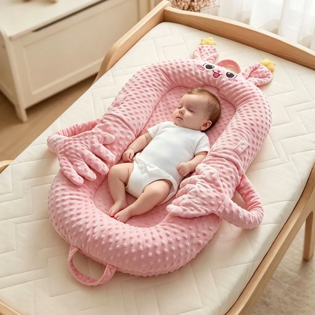 Portable Baby Lounger Nest Minky Dots Bionic Soothing Bed For Newborn Anti-Startle Infant Sleep Nest Foldable Travel Bed