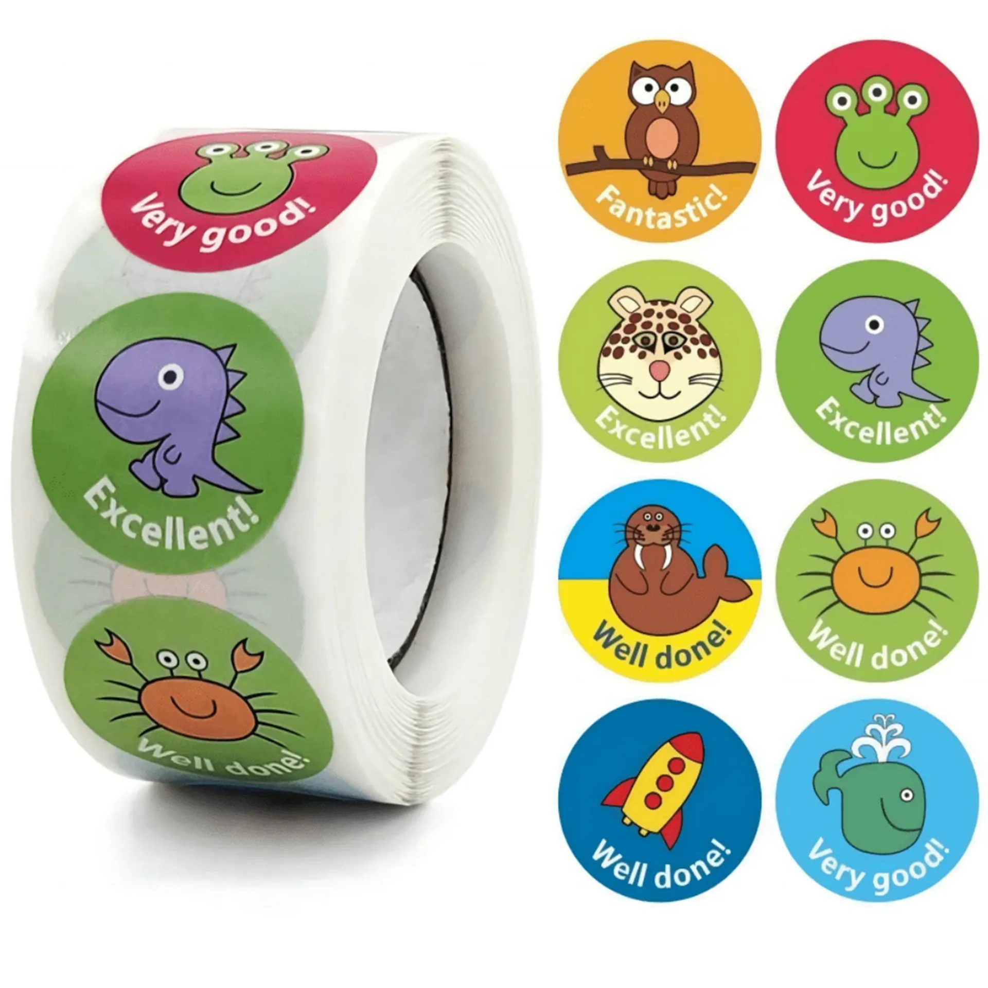 Cartoon Animal Reward Stickers Roll For Children Motivate Students Teacher Classroom Supplies Encouragement Labels